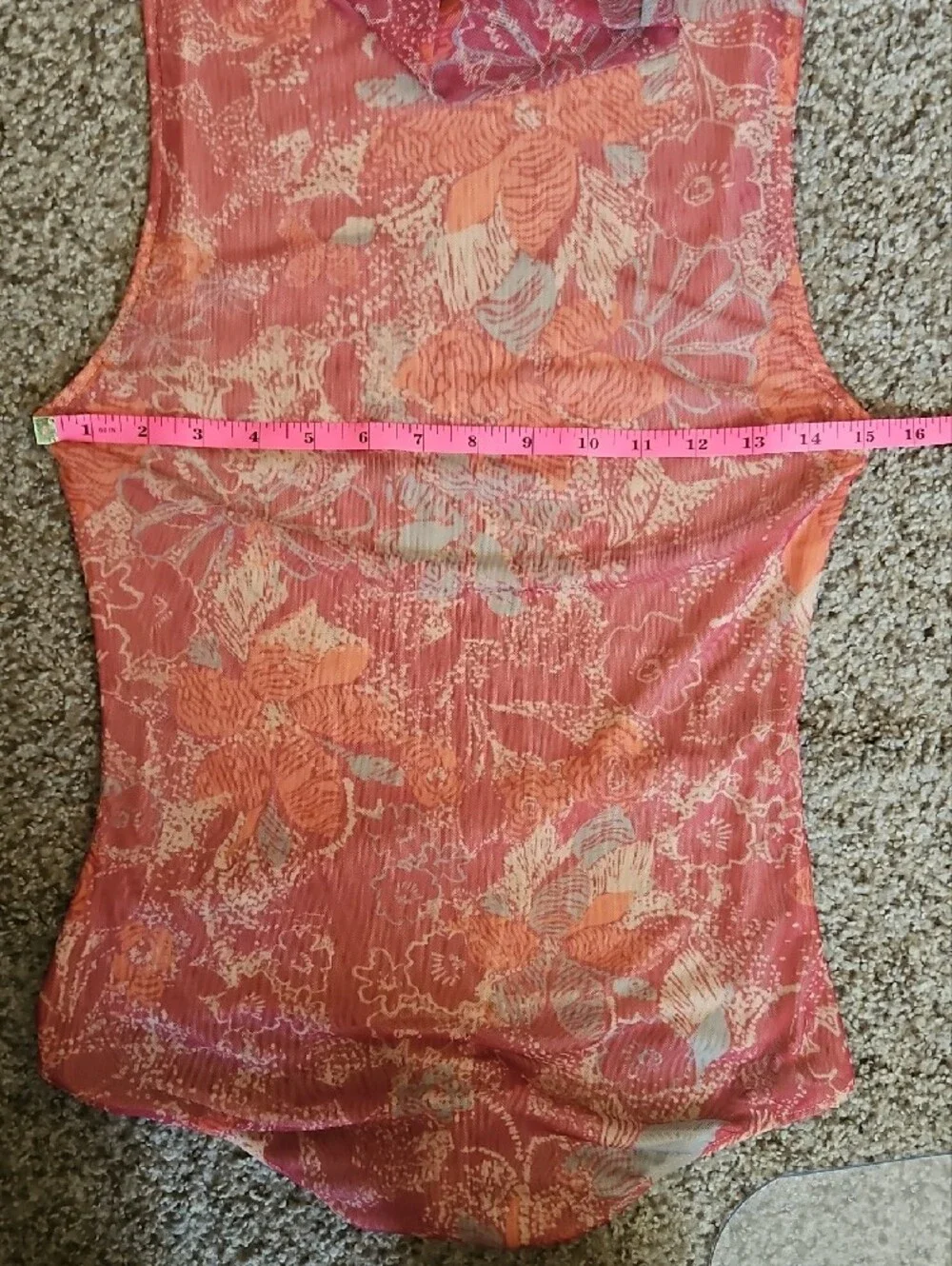 Free People Coral Floral Mock-Neck Bodysuit